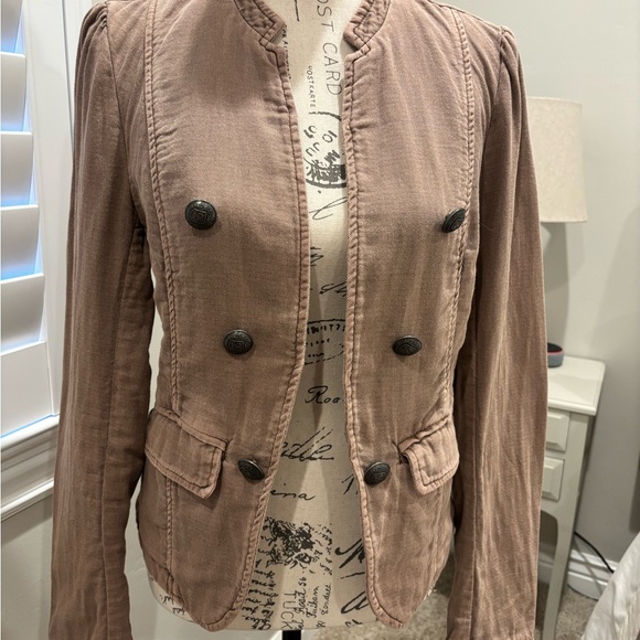 Free People Jackets & Blazers - Free People Washed Rose Brown Double-Breasted Military Jacket